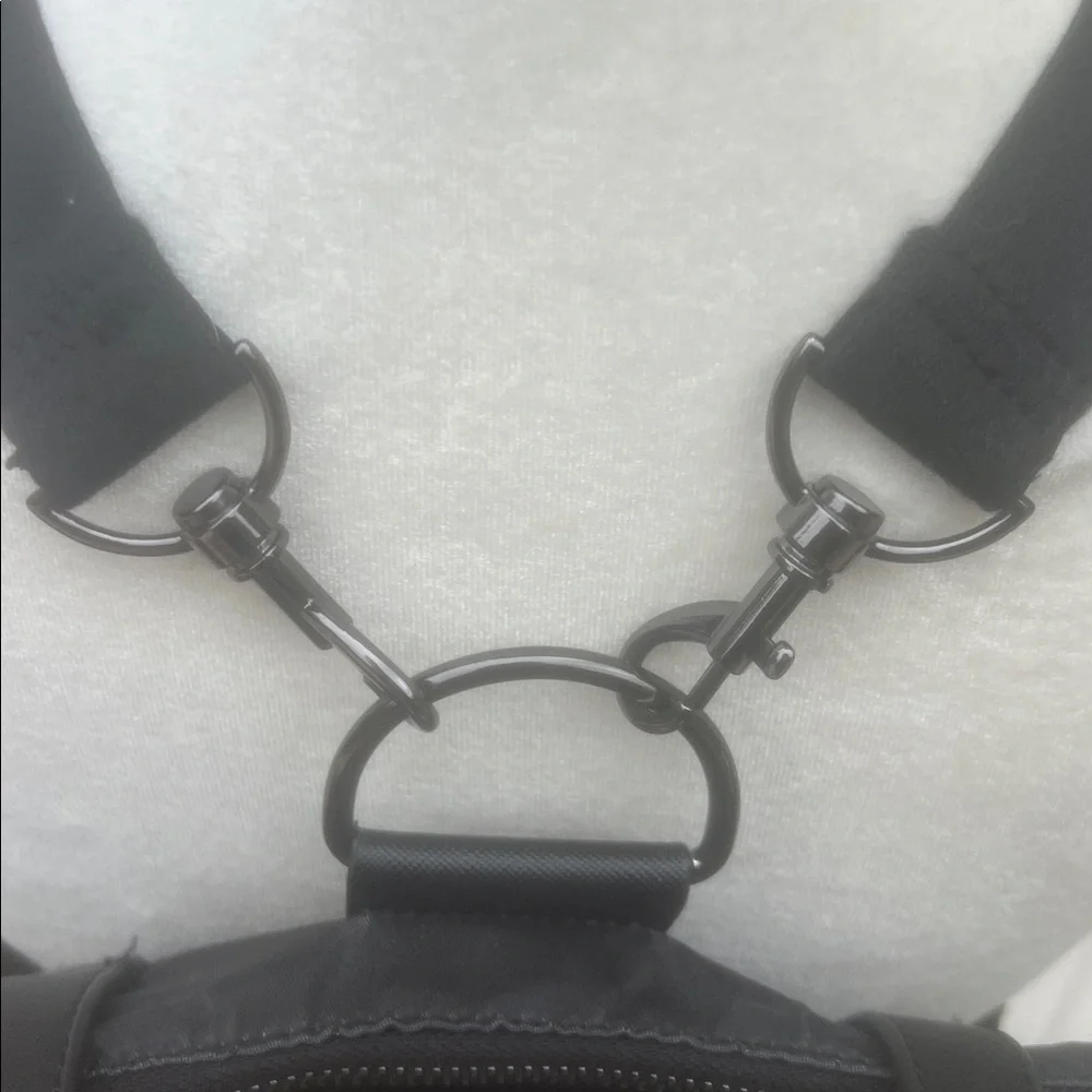Francine Highline Black Nylon Backpack Messenger Bag